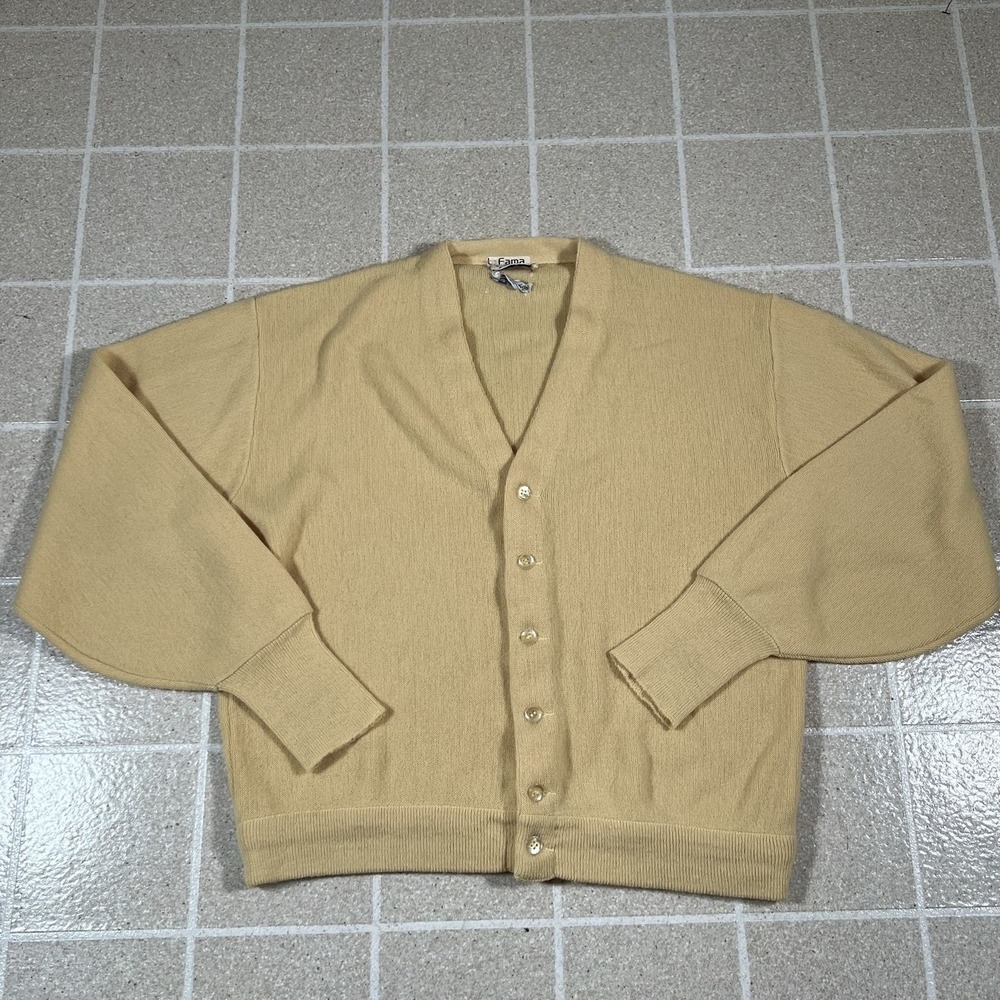 Vintage Lord Jeff Cardigan Sweater Mens Large Cream  Knit Button Made In USA 90s